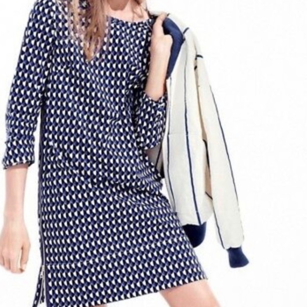 JCrew Jet Set Geometric Side Zip Shift Dress
